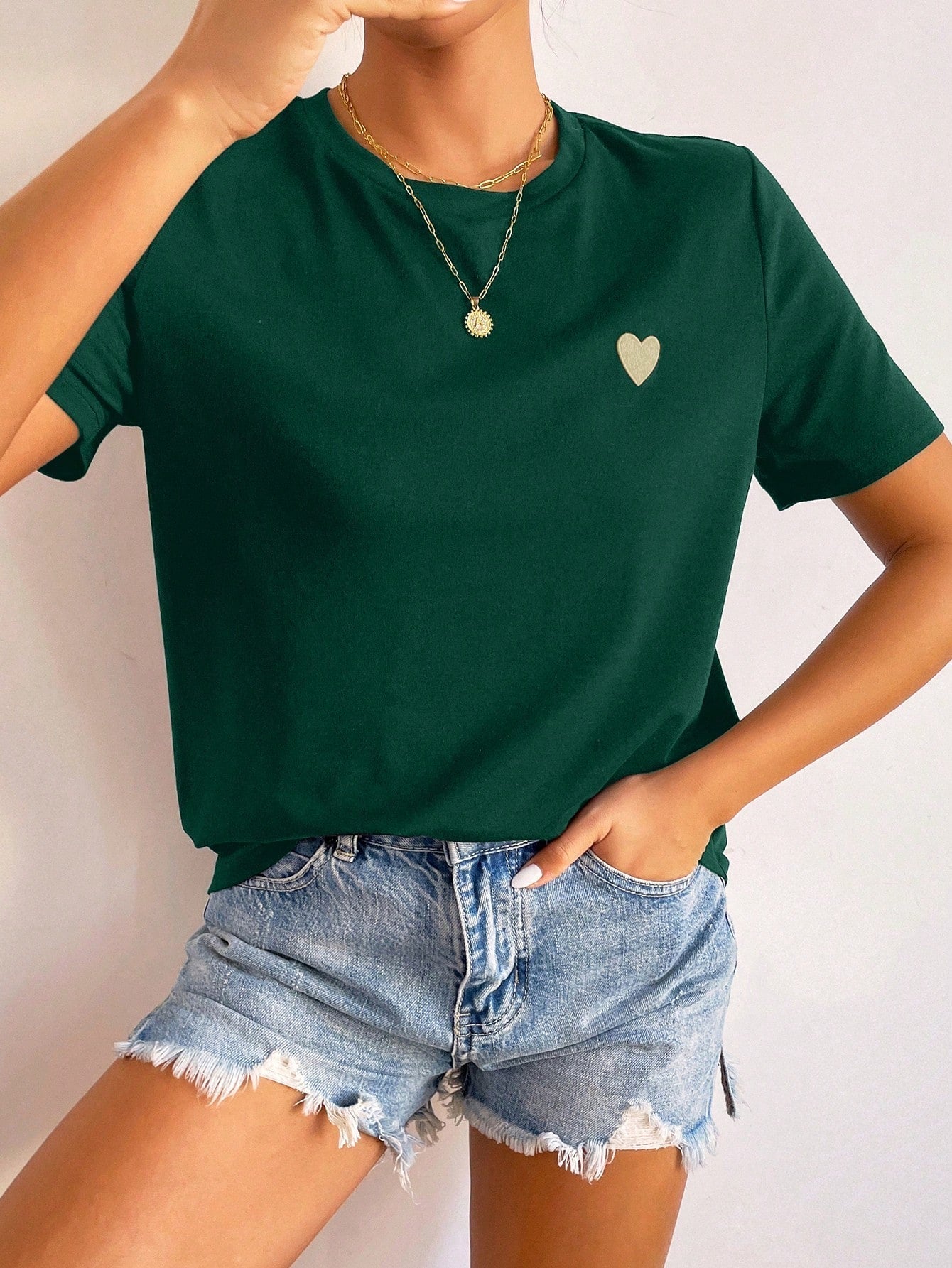 Livia™ | T-Shirt mit Hartdetail – Minimalistisch, Casual & Combinatie Sterk
