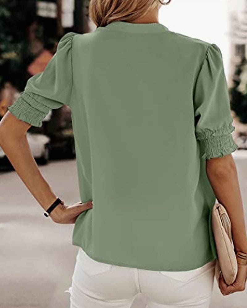 Lotte™ | Elegante V-hals Bluse mit Kurzen Ärmeln