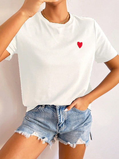 Livia™ | T-Shirt mit Hartdetail – Minimalistisch, Casual & Combinatie Sterk