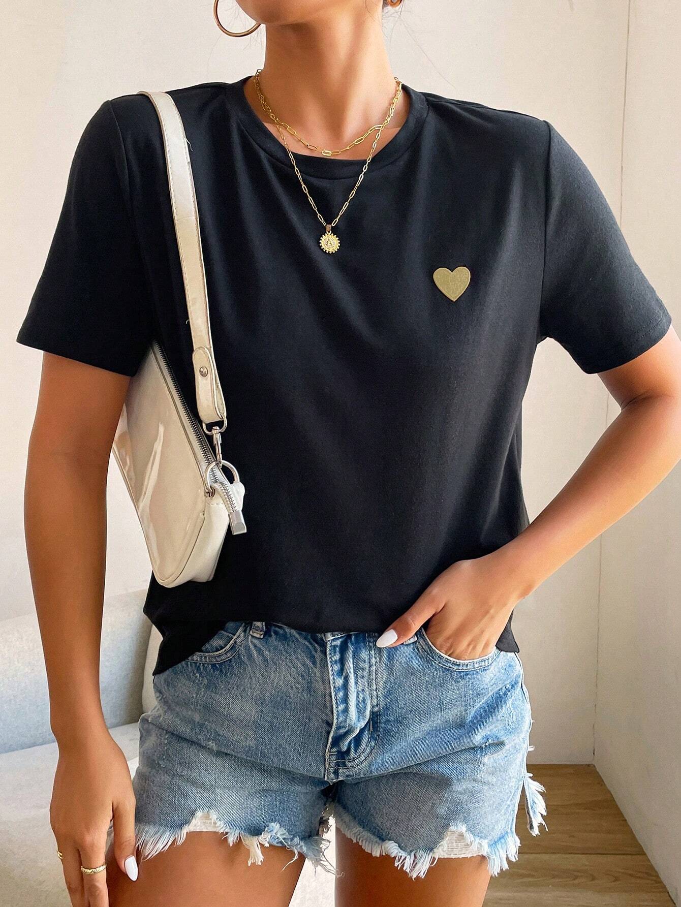Livia™ | T-Shirt mit Hartdetail – Minimalistisch, Casual & Combinatie Sterk