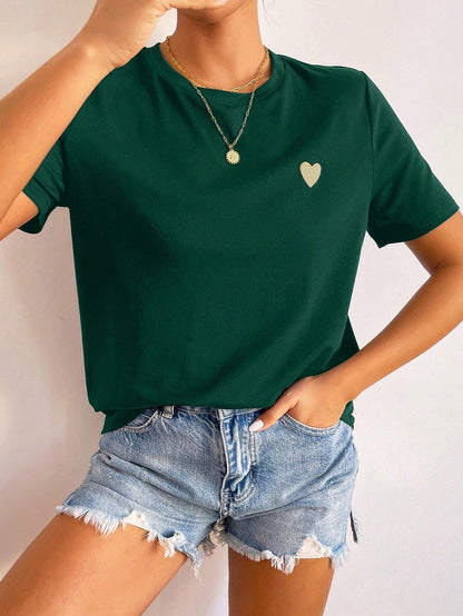 Livia™ | T-Shirt mit Hartdetail – Minimalistisch, Casual & Combinatie Sterk