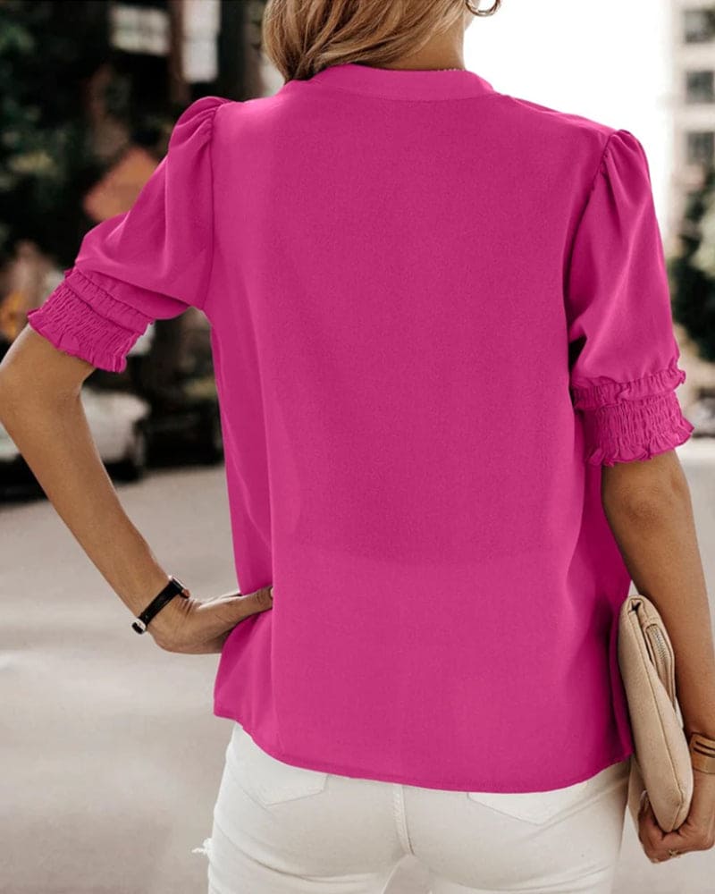 Lotte™ | Elegante V-hals Bluse mit Kurzen Ärmeln