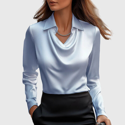 Athena™ | Top mit Watervalhals und Langarm