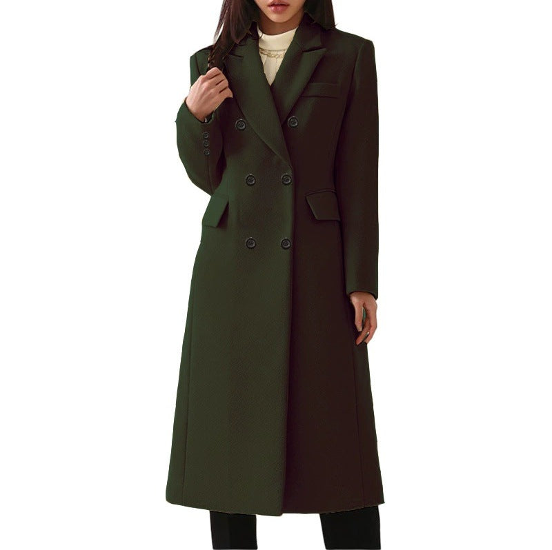 Lenora™ | Elegante lange Wolljacke mit Reverskragen