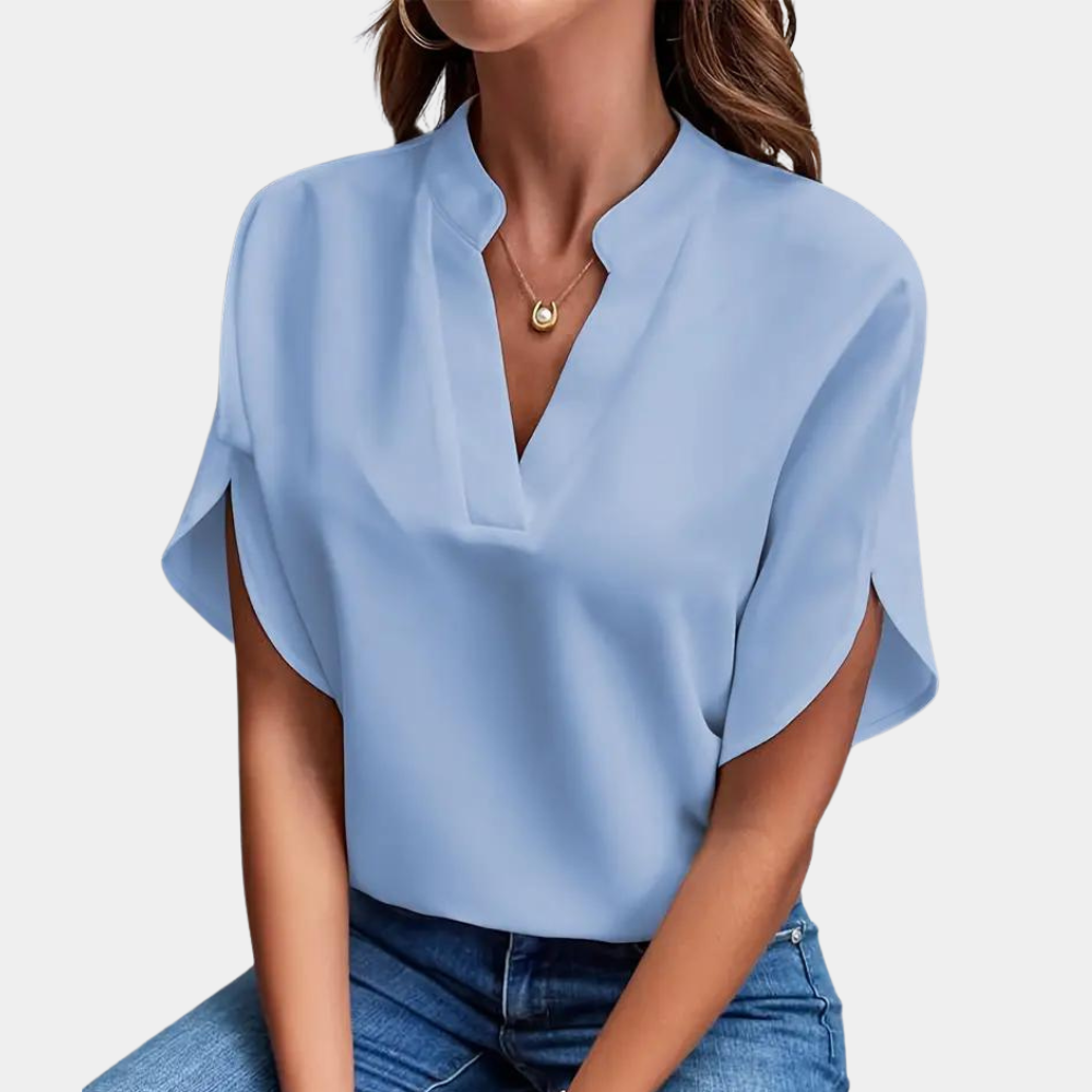Marjolein™ | V-Ausschnitt Bluse mit Kurzen Ärmeln