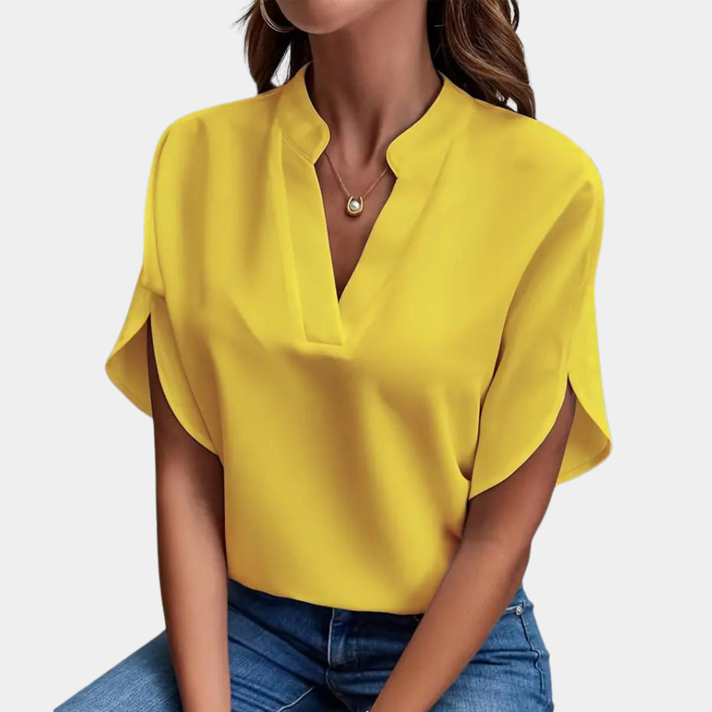 Marjolein™ | V-Ausschnitt Bluse mit Kurzen Ärmeln
