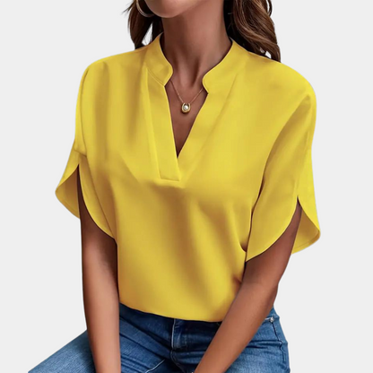 Marjolein™ | V-Ausschnitt Bluse mit Kurzen Ärmeln