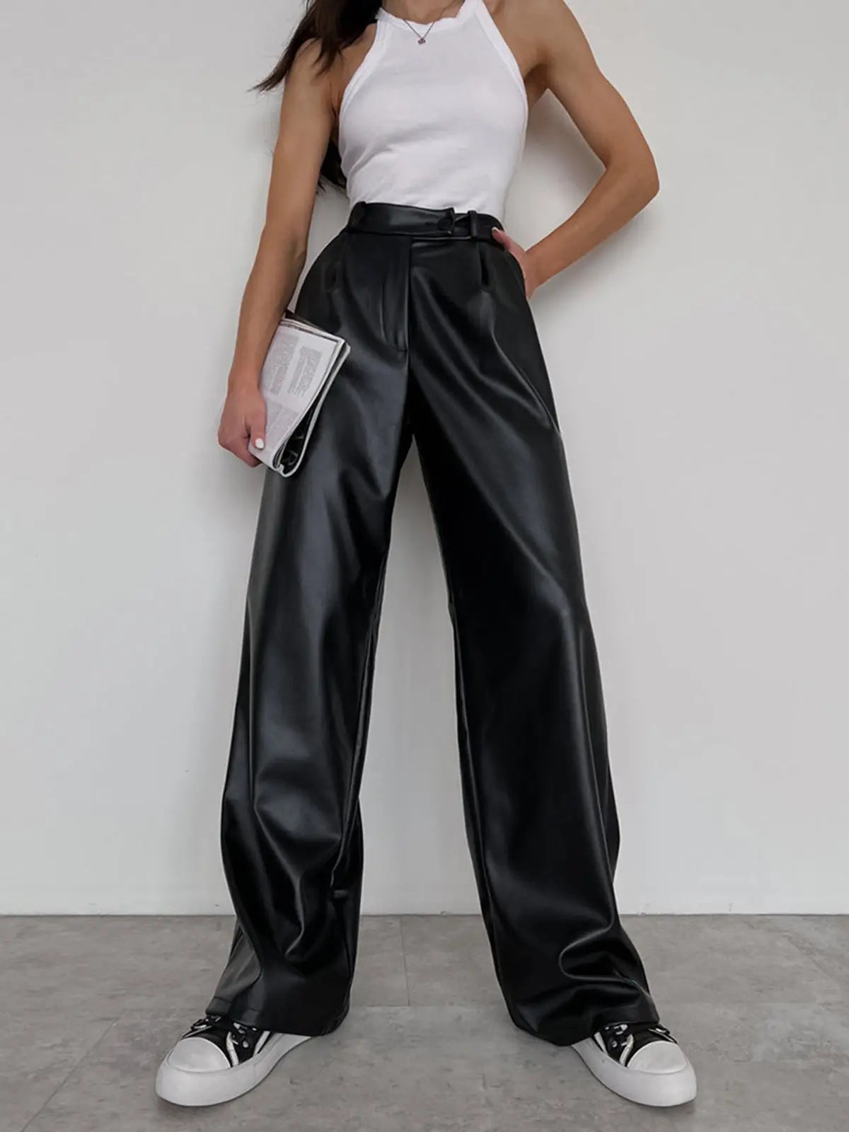 Milla™ | Baggy-Hose in Lederoptik