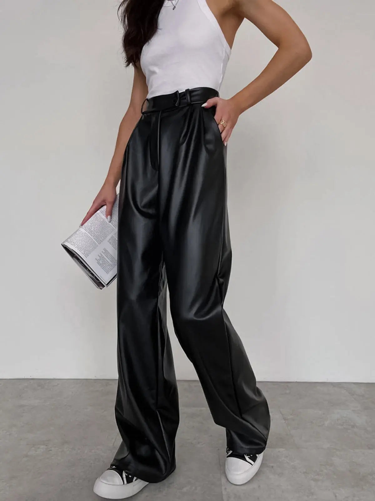 Milla™ | Baggy-Hose in Lederoptik