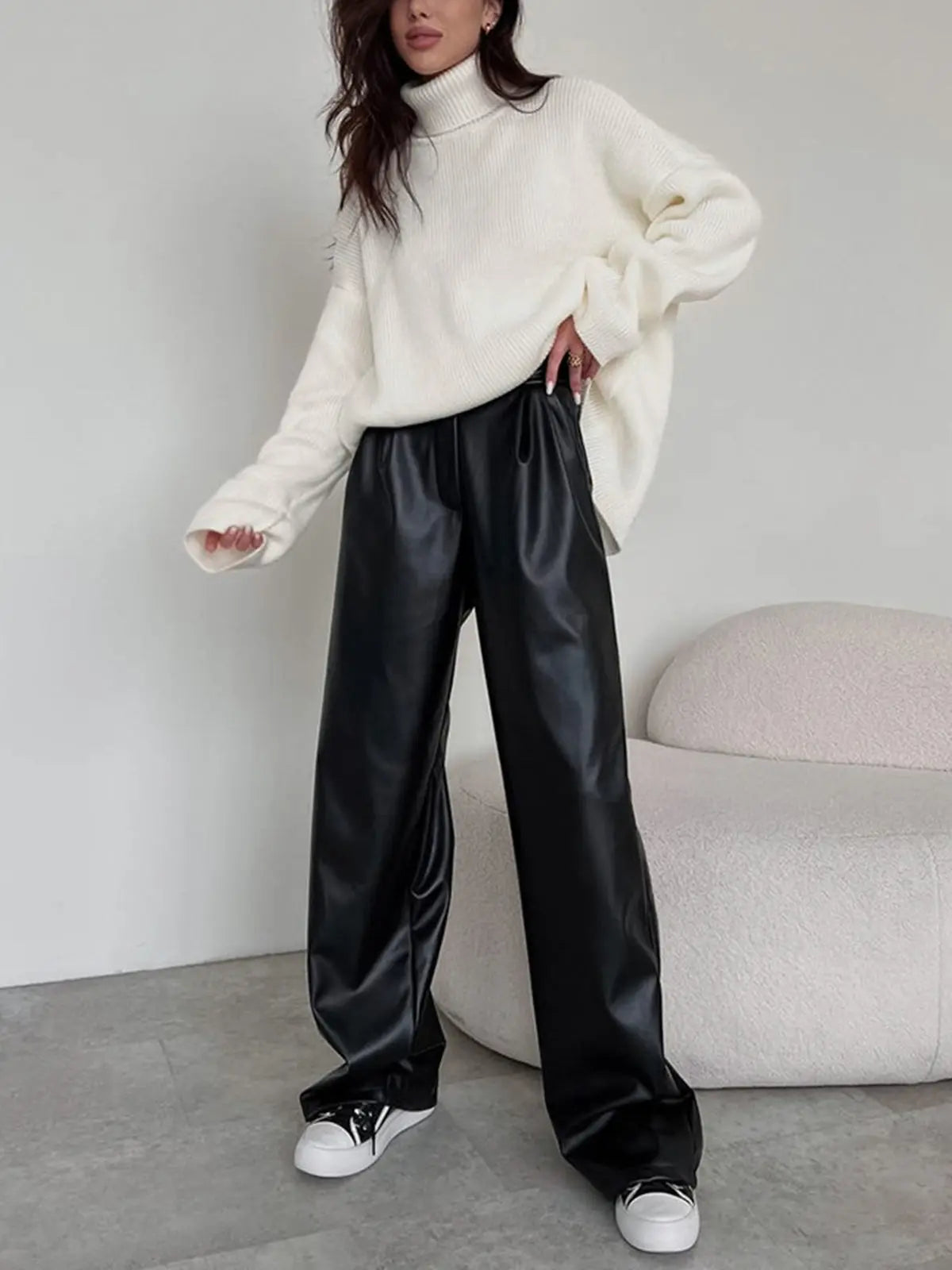 Milla™ | Baggy-Hose in Lederoptik