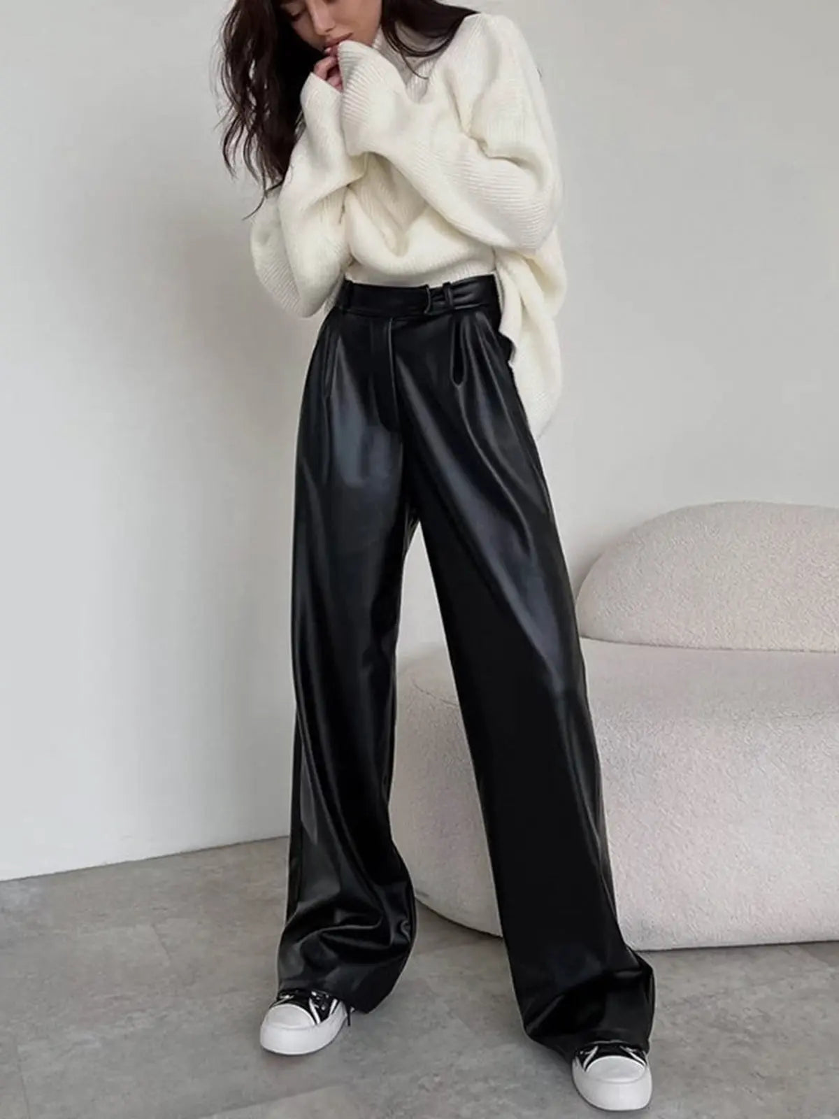 Milla™ | Baggy-Hose in Lederoptik