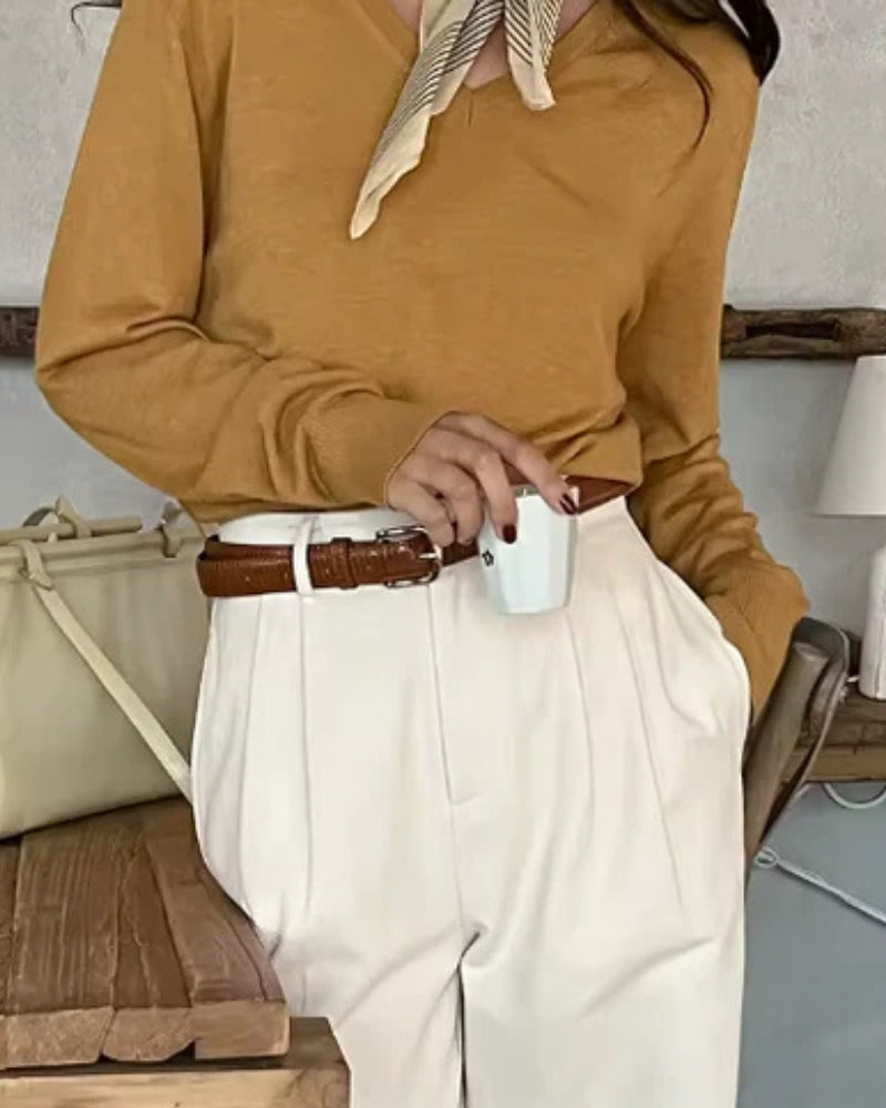 Ava™ | Plissierte Baggy-Hose mit Gürtel
