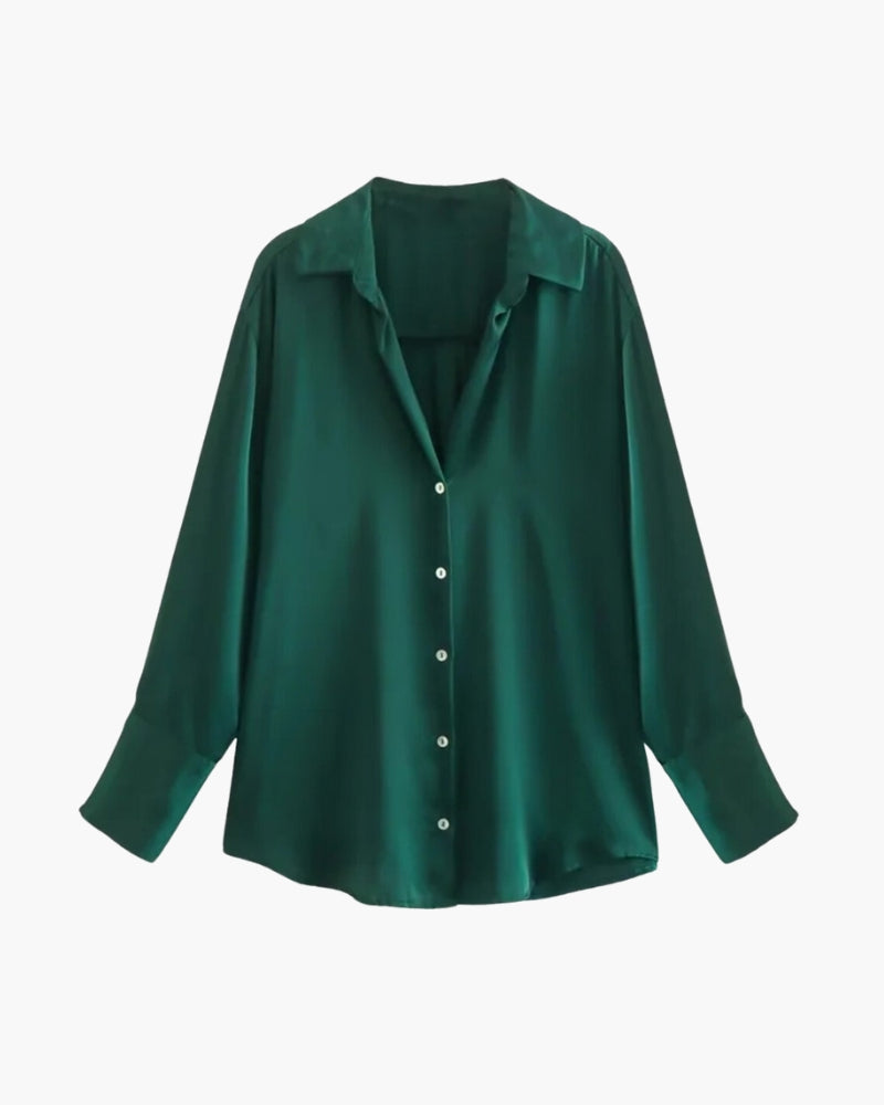Alina™ | Satinbluse mit Knopfleiste
